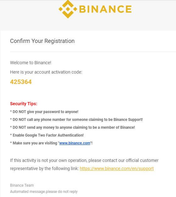 Mã xác thực đăng ký tài khoản Binance - hướng dẫn đăng ký Binance